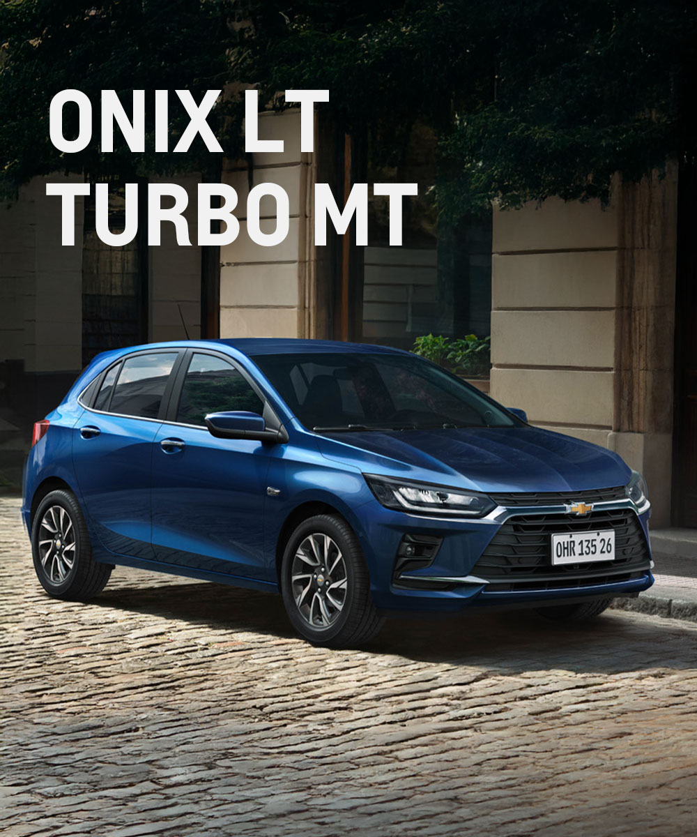 Chevrolet Onix LT Turbo MT color azul estacionado